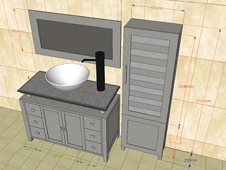 卫生间浴室柜SU模型下载_sketchup草图大师SKP模型