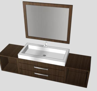实木浴室柜水槽SU模型下载_sketchup草图大师SKP模型