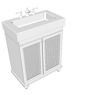 着陆器白色梳妆台SU模型下载_sketchup草图大师SKP模型