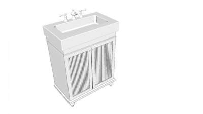 着陆器白色梳妆台SU模型下载_sketchup草图大师SKP模型