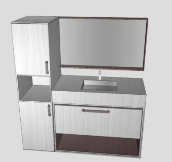 浴室水槽镜子柜架SU模型下载_sketchup草图大师SKP模型