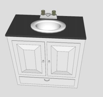 浴室水槽卫浴柜SU模型下载_sketchup草图大师SKP模型