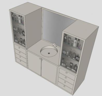 浴室水槽实木卫浴柜SU模型下载_sketchup草图大师SKP模型