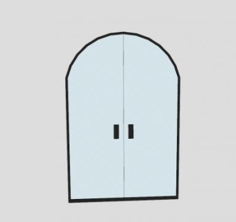 铝合金拱顶玻璃门窗SU模型下载_sketchup草图大师SKP模型