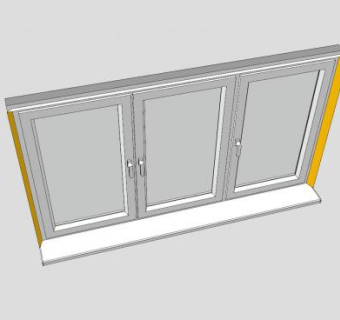 金属玻璃窗3分窗SU模型下载_sketchup草图大师SKP模型
