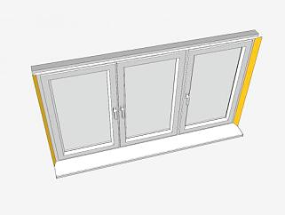 金属玻璃窗3分窗SU模型下载_sketchup草图大师SKP模型