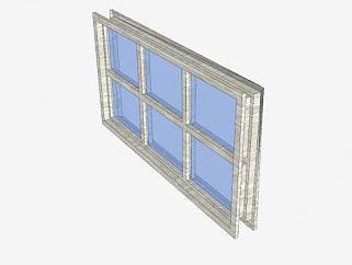 双层金属欧式玻璃窗SU模型下载_sketchup草图大师SKP模型