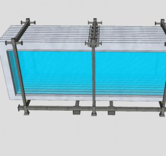 金属玻璃窗和玻璃架SU模型下载_sketchup草图大师SKP模型