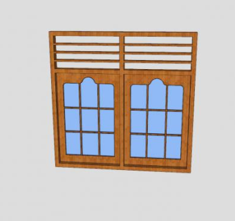 中式仿古木窗SU模型下载_sketchup草图大师SKP模型