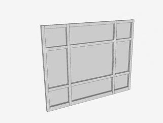 井字型金属玻璃窗SU模型下载_sketchup草图大师SKP模型