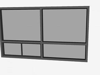 金属玻璃窗滑动板SU模型下载_sketchup草图大师SKP模型