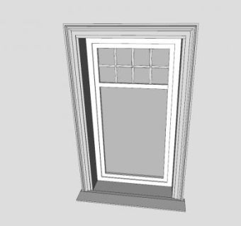 法式木框玻璃窗SU模型下载_sketchup草图大师SKP模型