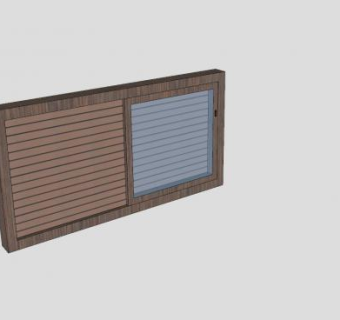 木质百叶窗推拉玻璃门SU模型下载_sketchup草图大师SKP模型