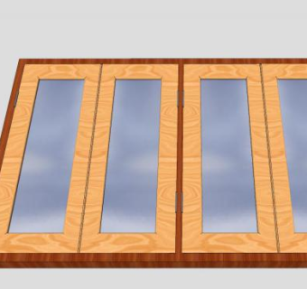 双平开铰链木门窗SU模型下载_sketchup草图大师SKP模型