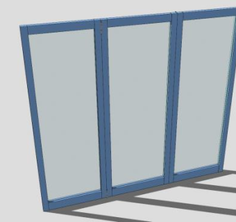 蓝色铰链门窗SU模型下载_sketchup草图大师SKP模型
