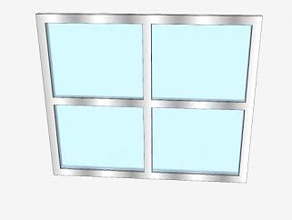 钢制玻璃窗SU模型下载_sketchup草图大师SKP模型