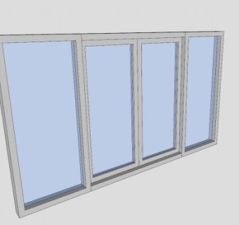 推拉门窗4面板SU模型下载_sketchup草图大师SKP模型