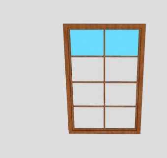 木框蓝白玻璃窗SU模型下载_sketchup草图大师SKP模型
