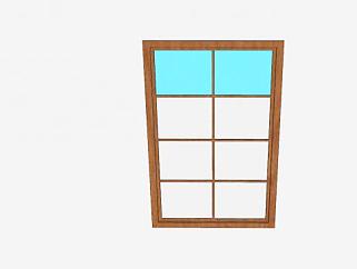 木框蓝白玻璃窗SU模型下载_sketchup草图大师SKP模型
