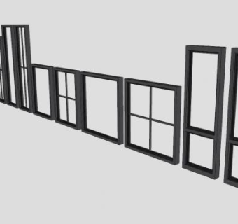 金属窗户组合SU模型下载_sketchup草图大师SKP模型