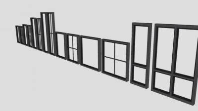 金属窗户组合SU模型下载_sketchup草图大师SKP模型