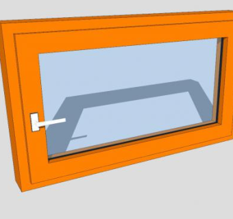 橙色窗框平开窗SU模型下载_sketchup草图大师SKP模型
