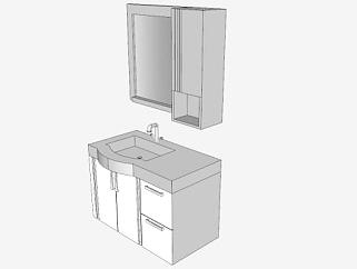 浴室水槽柜架SU模型下载_sketchup草图大师SKP模型