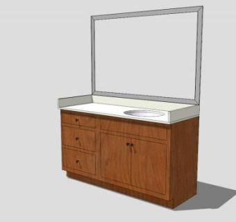 浴室盥洗台实木柜架SU模型下载_sketchup草图大师SKP模型