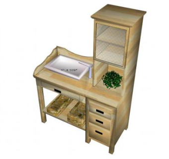 浴室实木卫浴柜架SU模型下载_sketchup草图大师SKP模型