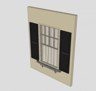 百叶窗窗户及窗纱SU模型下载_sketchup草图大师SKP模型