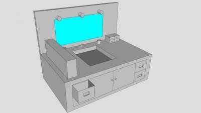 高级浴室白色卫浴柜SU模型下载_sketchup草图大师SKP模型