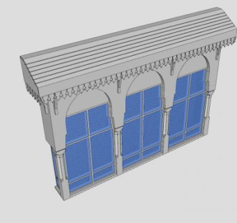 现代门窗镶铁栏SU模型下载_sketchup草图大师SKP模型