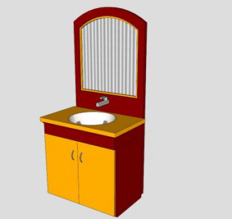 浴室木质卫浴柜SU模型下载_sketchup草图大师SKP模型