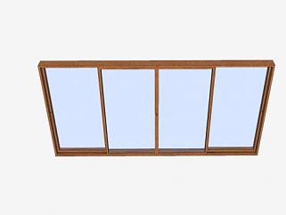 木框玻璃滑动窗SU模型下载_sketchup草图大师SKP模型