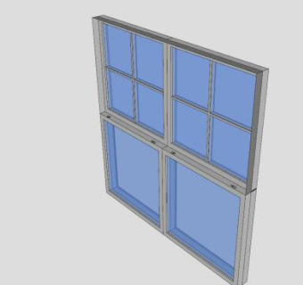 双层推拉窗SU模型下载_sketchup草图大师SKP模型
