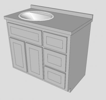 低聚白色浴室盥洗台SU模型下载_sketchup草图大师SKP模型