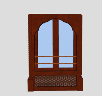 传统混合型木窗SU模型下载_sketchup草图大师SKP模型