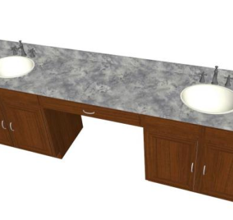 浴室双水槽橱柜SU模型下载_sketchup草图大师SKP模型