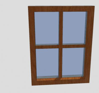 木质田字窗SU模型下载_sketchup草图大师SKP模型