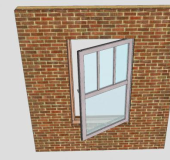 工匠风格木窗SU模型下载_sketchup草图大师SKP模型