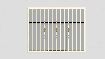 铁护栏玻璃双层窗SU模型下载_sketchup草图大师SKP模型