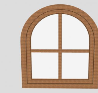 十字拱形木窗SU模型下载_sketchup草图大师SKP模型