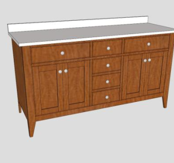 浴室实木梳妆台SU模型下载_sketchup草图大师SKP模型