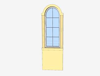 欧式拱形窗户窗台SU模型下载_sketchup草图大师SKP模型