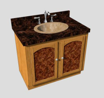 大理石浴室盥洗台SU模型下载_sketchup草图大师SKP模型