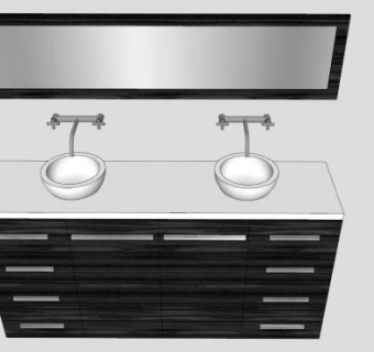 黑色浴室盥洗台SU模型下载_sketchup草图大师SKP模型