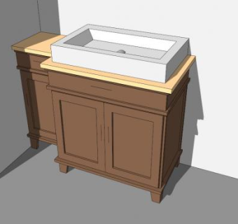 浴室盥实木洗台SU模型下载_sketchup草图大师SKP模型