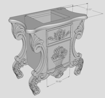 浴室盥洗台雕刻SU模型下载_sketchup草图大师SKP模型