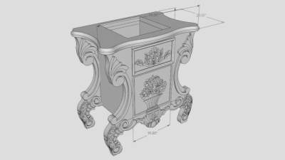 浴室盥洗台雕刻SU模型下载_sketchup草图大师SKP模型