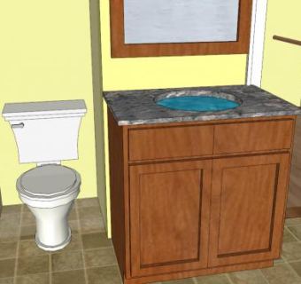 大浴室大理石实木柜架SU模型下载_sketchup草图大师SKP模型